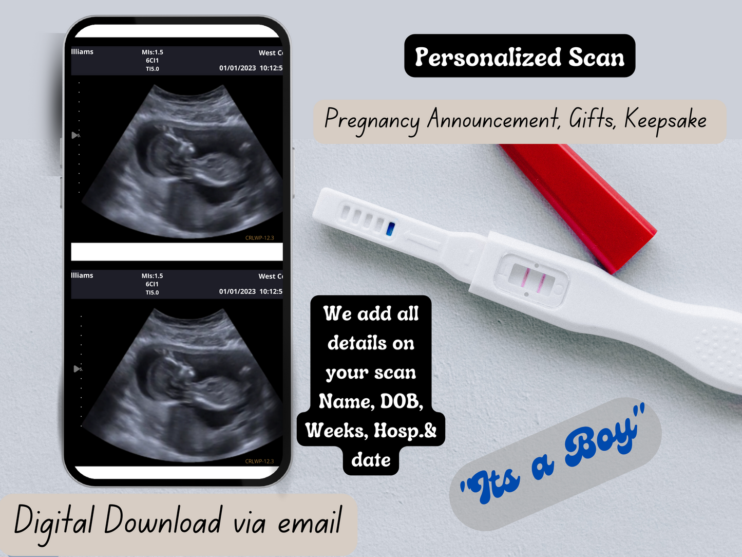 Twins Fake Sonogram Picture!! From 3-40 weeks! | Customizable Digital Twin Ultrasound Picture  |