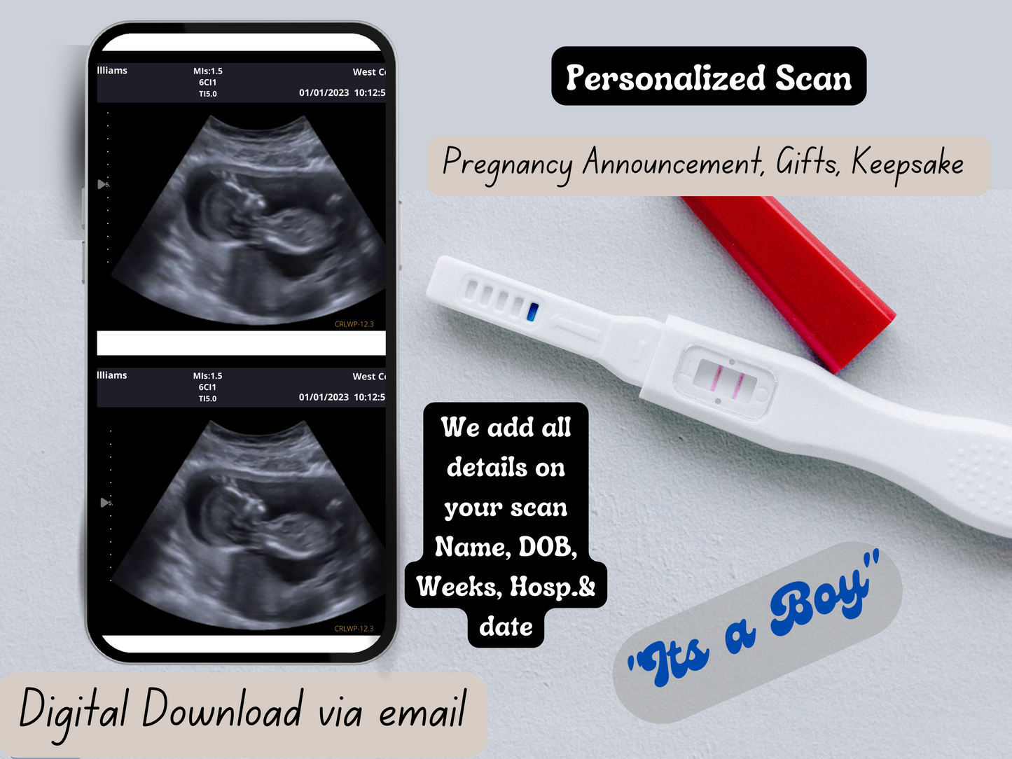 Personalized Fake Ultrasound Sonogram Picture!! From 3-40 weeks!