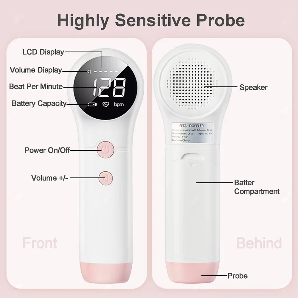 Creetify Portable Fetal Doppler | At-Home Baby Heart Rate Monitor
