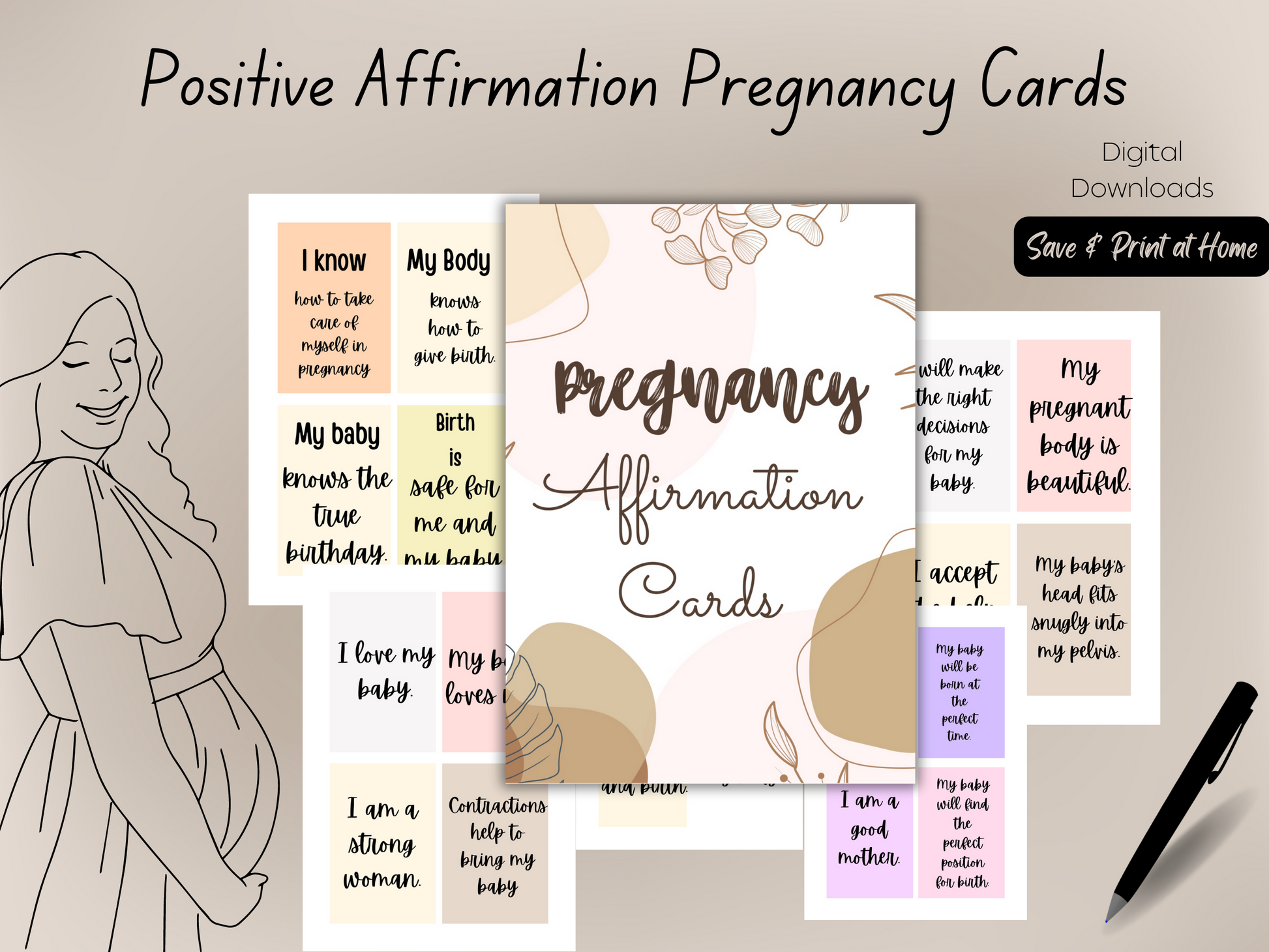 Positive Affirmation Pregnancy - Digital Cards