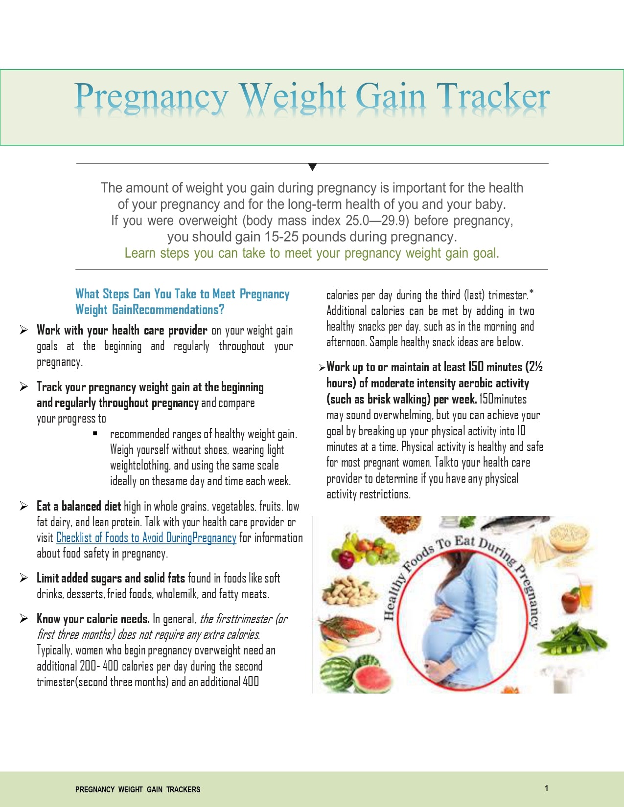 Pregnancy Weight Gain Tracker and Chart