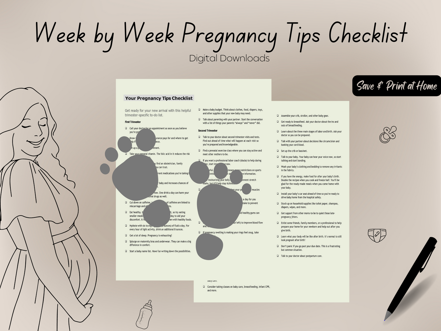 Week by Week Pregnancy Tips Checklist