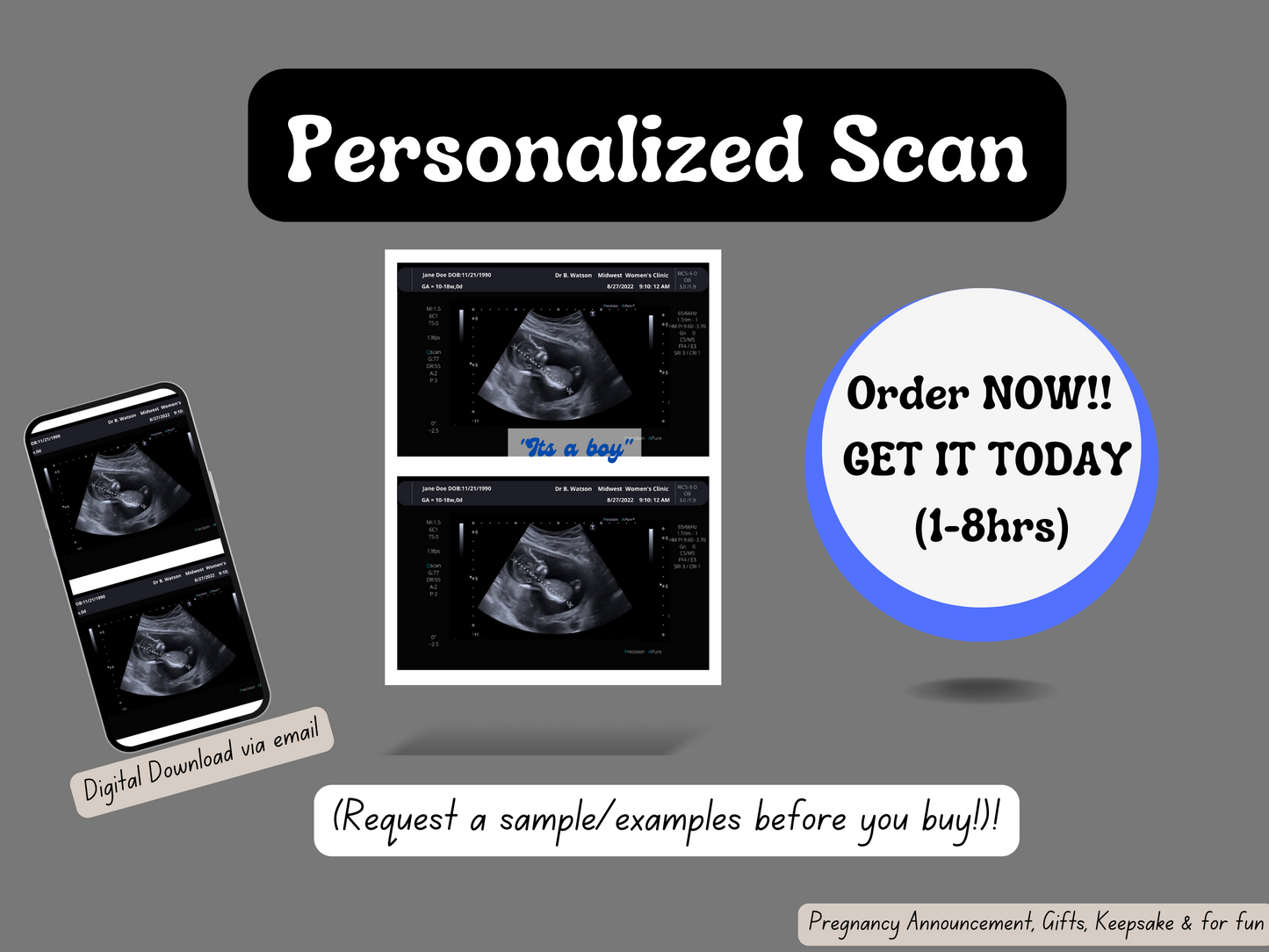 Customizable Digital Ultrasound Downloads | Fake Sonogram Picture |