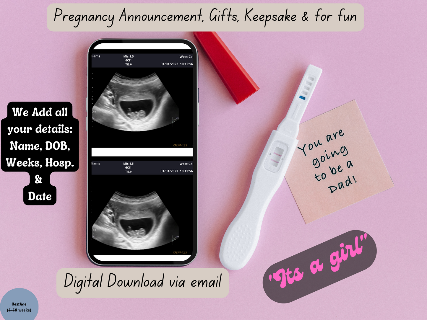 Sonogram Video Plus Ultrasound Picture!! Instant Download | All Gestation Weeks (4-40 weeks) |